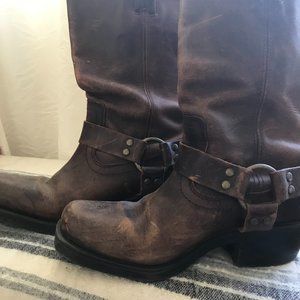 Mossimo Brown Leather Harness Boots, size 8